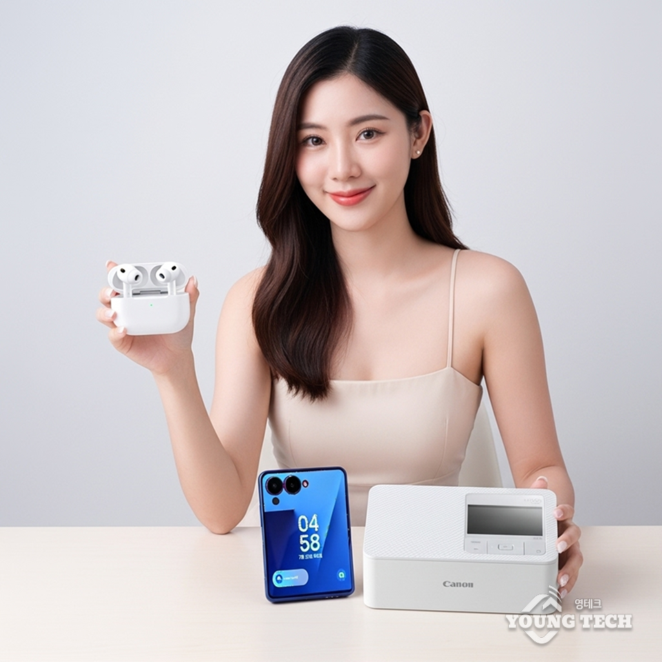 전자기기와 여성의 모습
